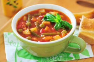 Close-up of Minestrone Soup in a Cup - Comforting Delight