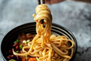 Ramen Noodle Bowl - Fresh Ingredients Arranged