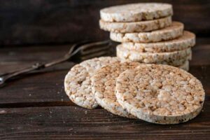 Rice Cakes on Wooden Plate
